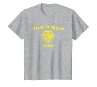 Drapeau de l'Oregon T-Shirt, Enfant, Gris Chiné, 3 Ans