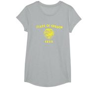Drapeau de l'Oregon T-Shirt, Fille, Gris Chiné, XS