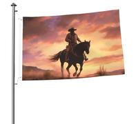 Drapeau de l'Ouest Cowboy - 61 x 91 cm - Impression double face - Drapeau de jardin pour l'extérieur - Bannière cadeau avec œillets - Toile de fond pour photo pour décoration intérieure et extérieure