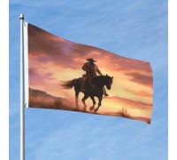 Drapeau de l'Ouest de Cowboy - 61 x 91 cm - Double face - Ne se décolore pas - Drapeau de jardin avec bannière extérieure en laiton - Décoration pour cour, porche, pelouse