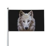 Drapeau de loup polaire de 150 x 90 cm - Portrait de loup polaire arctique - Pour décoration de maison, pelouse, bannières de cour - Drapeaux de bienvenue avec 2 œillets métalliques - Utilisation en