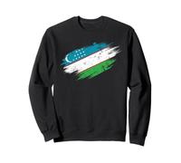 Drapeau de l'Ouzbékistan avec Motif Grunge Vieilli Sweatshirt