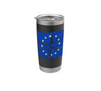 Drapeau de l'UE vieilli - Drapeau de l'Union européenne avec pièces déchirées Gobelet isotherme en acier inoxydable double paroi