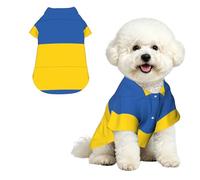 Drapeau de l'Ukraine M Chemise hawaïenne pour petits chiens - Tenue d'été mignonne pour la plage pour chiot - Vêtement doux et respirant avec boutons