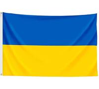 Drapeau de l'Ukraine professionnel - 90 x 150 cm - Résistant aux UV et à la décoloration - Toile et double couture - Polyester avec laiton