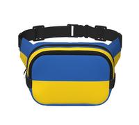 Drapeau de l'Ukraine Unisexe Taille Réglable Carré Double Couche Ceinture Sac pour Activités de Plein Air Voyage Course Randonnée, Noir , Taille unique