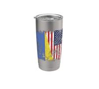 Drapeau de l'Ukraine USA Gobelet isotherme en acier inoxydable double paroi