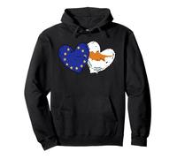 Drapeau de l'Union européenne Chypre en Forme de cœur Double amitié chypriote Sweat à Capuche