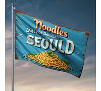 Drapeau de l'université pour dortoir vintage avec inscription « A Culinary Journey To Seoul » pour décoration de piscine, porche extérieur (30 x 45 cm)