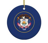 Drapeau de l'Utah Décoration de Noël à suspendre Cadeaux de Noël L'Étrange de Monsieur Jack Ornements ronds en porcelaine