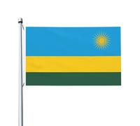 Drapeau de luxe du Rwanda imprimé drapeau national résistant aux déchirures, imperméable, couleurs résistantes aux intempéries, 0,9 x 1,5 m