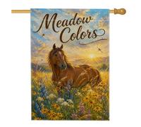 Drapeau de maison à cheval, fleurs réalistes nature, soleil, été, jaune, double face, en toile de jute décorative pour extérieur, terrasse, pelouse, entrée, camping, 71,1 x 101,6 cm