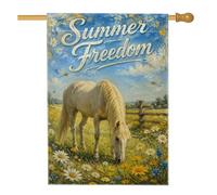 Drapeau de maison à cheval, marguerites rustiques, prairie, été, jaune, double face, en toile de jute pour porche, extérieur, cour, pelouse, patio, porte, entrée, 71,1 x 101,6 cm