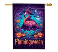 Drapeau de maison à oiseaux tropicaux, fantastiques citrouilles, fantôme, Halloween, pêche, toile de jute double face, drapeaux décoratifs pour extérieur, pelouse, cour, patio, entrée 71,1 x 101,6 cm