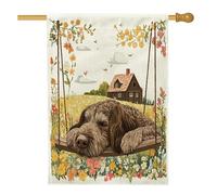 Drapeau de maison à poils longs allemands à poils longs pour chien, 71,1 x 101,6 cm, double face pour extérieur, balançoire de ferme, chiot, toile verticale, drapeau imprimé amusant pour animal de