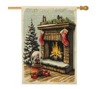 Drapeau de maison aquarelle Merry Christmas 71 x 101,6 cm pour l'extérieur, chaussette de Noël scénique standard en lin, drapeau de maison, vacances, Nouvel An, cour, arrière-cour