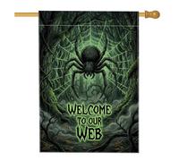 Drapeau de maison araignée, toile de jute gothique effrayante pour Halloween, toile de jute noire, double face, pour extérieur, cour, pelouse, patio, porte, entrée, 71,1 x 101,6 cm