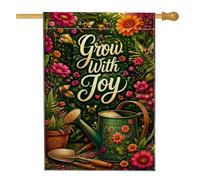 Drapeau de maison arrosoir, fleurs botaniques vintage, abeilles, vert printemps, double face, en toile de jute pour porche, extérieur, pelouse, cour, patio, entrée 71,1 x 101,6 cm