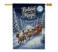 Drapeau de maison avec citation « Believe in the Magic Santa Sleigh » - 71