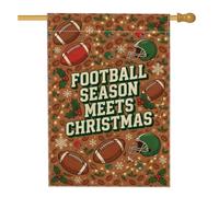 Drapeau de maison avec citation de la saison de football et de Noël 71 x | Thème sport, drapeau de pelouse, décoration de vacances d'hiver, motif feuille de houx, accents de flocon de neige