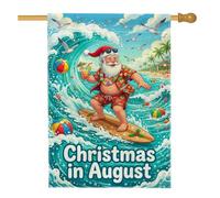 Drapeau de maison avec citation du Père Noël Surf 71 x 101 cm