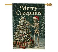 Drapeau de maison avec citation gothique drôle squelette de Noël 71,1 x | Esthétique gothique, drapeau de cour, décoration de jardin d'hiver, humour de vacances, accents saisonniers effrayants