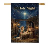 Drapeau de maison avec citation religieuse de Noël 71 x 101 cm | Toile de fond d'horizon étoilé, drapeau de pelouse, étoile guidante, iconographie religieuse, décoration d'hiver