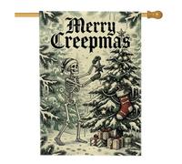 Drapeau de maison avec citation squelette gothique 71,1 x 101,6 cm | Décoration de vacances gothique, drapeau de cour, drapeau de jardin d'hiver effrayant, thème de Noël alternatif