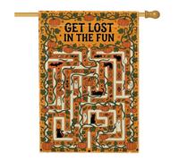 Drapeau de maison avec citrouilles de labyrinthe d'Halloween 71 x 101 cm | Puzzle labyrinthe effrayant, drapeau de cour, chats noirs et fantômes, citrouilles d'automne, décoration extérieure