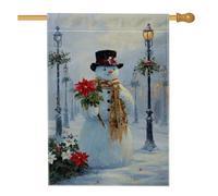 Drapeau de maison bonhomme de neige, lampadaire festif d'hiver en toile de jute rouge double face pour extérieur, terrasse, cour, pelouse, entrée, balcon, 71,1 x 101,6 cm