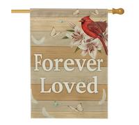 Drapeau de maison cardinal, commémoratif de la nature, lys et papillon, commémoratif rouge double face en toile de jute décorative pour extérieur, terrasse, cour, pelouse, entrée, balcon, 71,1 x 101,6