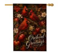 Drapeau de maison cardinal, fruits rustiques d'automne, papillon, rouge automne, double face, en toile de jute pour porche, extérieur, terrasse, pelouse, entrée, camping, 71,1 x 101,6 cm