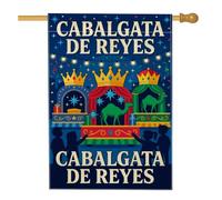 Drapeau de maison chameau sur le thème du défilé des trois rois 71,1 x | Scène de défilé d'épiphanie, drapeau de pelouse, couronnes royales, confettis colorés, guirlande lumineuse
