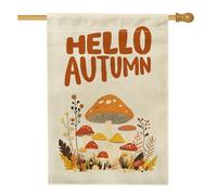 Drapeau de maison champignon d'automne du milieu du siècle 71 x 101,6 cm double face pour décoration extérieure, plante d'automne vintage en toile, drapeau de maison, drapeau rétro des années 70