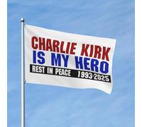 Drapeau de maison « Charlie Kirk est mon héros » avec œillet en métal, drapeaux de jardin, bannières 4 x 6 pieds