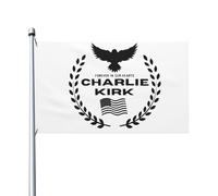 Drapeau de maison Charlie Kirk « Forever In Our Hearts » avec œillet en métal, drapeaux de jardin, bannières 3 x 5 pieds