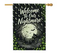 Drapeau de maison chauve-souris, arbres mystiques gothiques, lune d'Halloween, toile de jute noire double face pour extérieur, terrasse, pelouse, entrée, camping 71,1 x 101,6 cm