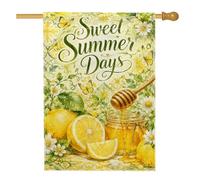 Drapeau de maison citron, papillon botanique d'été jaune d'été en toile de jute double face pour porche, cour, pelouse, patio, porte, entrée, 71,1 x 101,6 cm