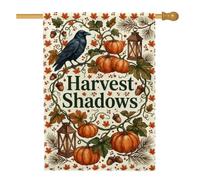 Drapeau de maison citrouilles, lanterne rustique en forme de corbeau, orange, double face, en toile de jute pour porche, extérieur, pelouse, cour, patio, entrée, 71,1 x 101,6 cm