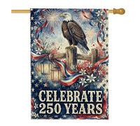 Drapeau de maison d'aigle, lanterne patriotique rustique, feu d'artifice, jour de l'indépendance, en toile de jute rouge, double face, drapeaux décoratifs pour extérieur, cour, pelouse, patio, porte