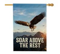 Drapeau de maison d'aigle - Nature Adventure - Horizon des montagnes - Toile de jute bleue - Double face - Drapeaux décoratifs pour extérieur, pelouse, cour, patio, entrée - 71,1 x 101,6 cm