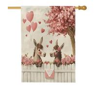 Drapeau de maison d'âne pour la Saint-Valentin, 71 x 101,6 cm, double face pour décoration extérieure, couple d'animaux de campagne en toile pour maison, amant, extérieur