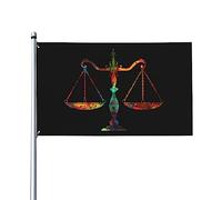 Drapeau de maison d'art échelles d'avocat de la Justice, drapeau de 3x5 pieds sur un seul côté à l'extérieur, bannières anti-décoloration aux couleurs vives, décoration extérieure de cour