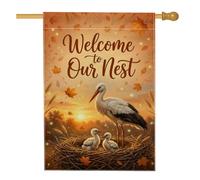 Drapeau de maison d'automne avec citation de famille de cigognes 71 x 101
