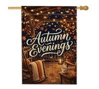 Drapeau de maison d'automne, guirlande lumineuse rustique confortable en toile de jute double face pour extérieur, cour, pelouse, terrasse, porte, entrée, 71,1 x 101,6 cm