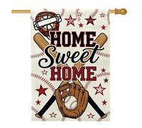 Drapeau de maison de baseball, sport décontracté, batte de gant d'été rouge double face en toile de jute avant pour porche, extérieur, terrasse, cour, pelouse, entrée, balcon, 71,1 x 101,6 cm
