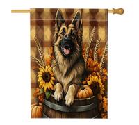 Drapeau de maison de berger allemand à l'huile - 71,1 x 101,6 cm - Double face pour décoration extérieure - Motif écossais d'automne - Toile pour animal domestique - Motif chiot - Drapeau de pelouse