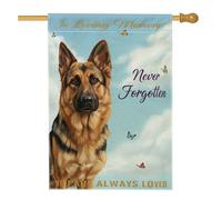 Drapeau de maison de berger allemand, commémoratif de la nature, papillons, nuages, commémoratif bleu en toile de jute double face pour porche, extérieur, terrasse, pelouse, entrée, camping, 71,1 x