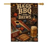 Drapeau de maison de bière, rustique vintage pour barbecue, hot dog, été marron, double face, en toile de jute décorative pour extérieur, terrasse, pelouse, entrée, camping 71,1 x 101,6 cm