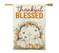 Drapeau de maison de campagne d'automne amusant en forme de croix de 71,1 x 101,6 cm pour extérieur, ferme, citrouilles d'automne standard, drapeau vertical en lin pour la maison, Thanksgiving, devant